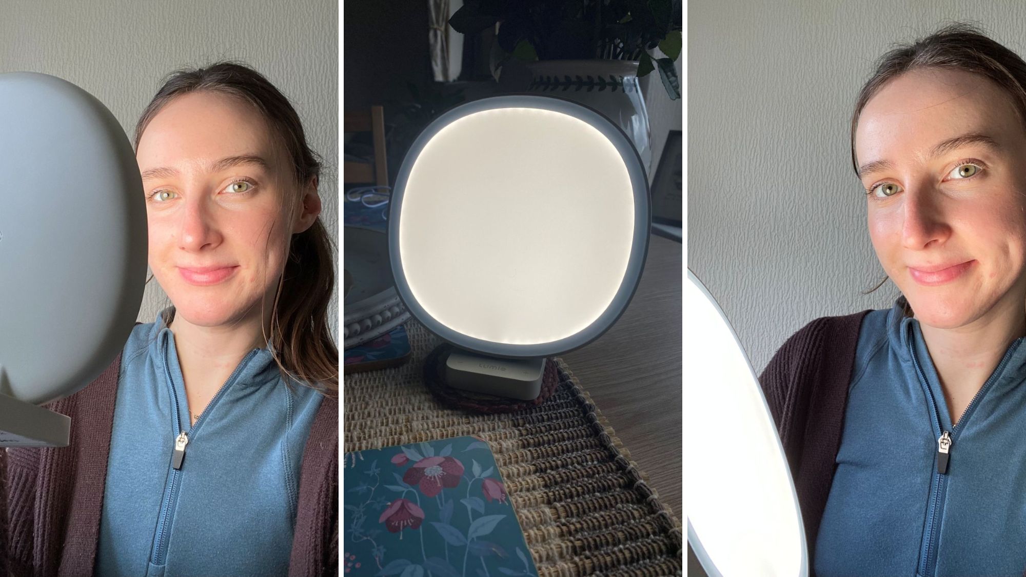 Health Writer Katie Sims testing the Lumie SAD lamp for review