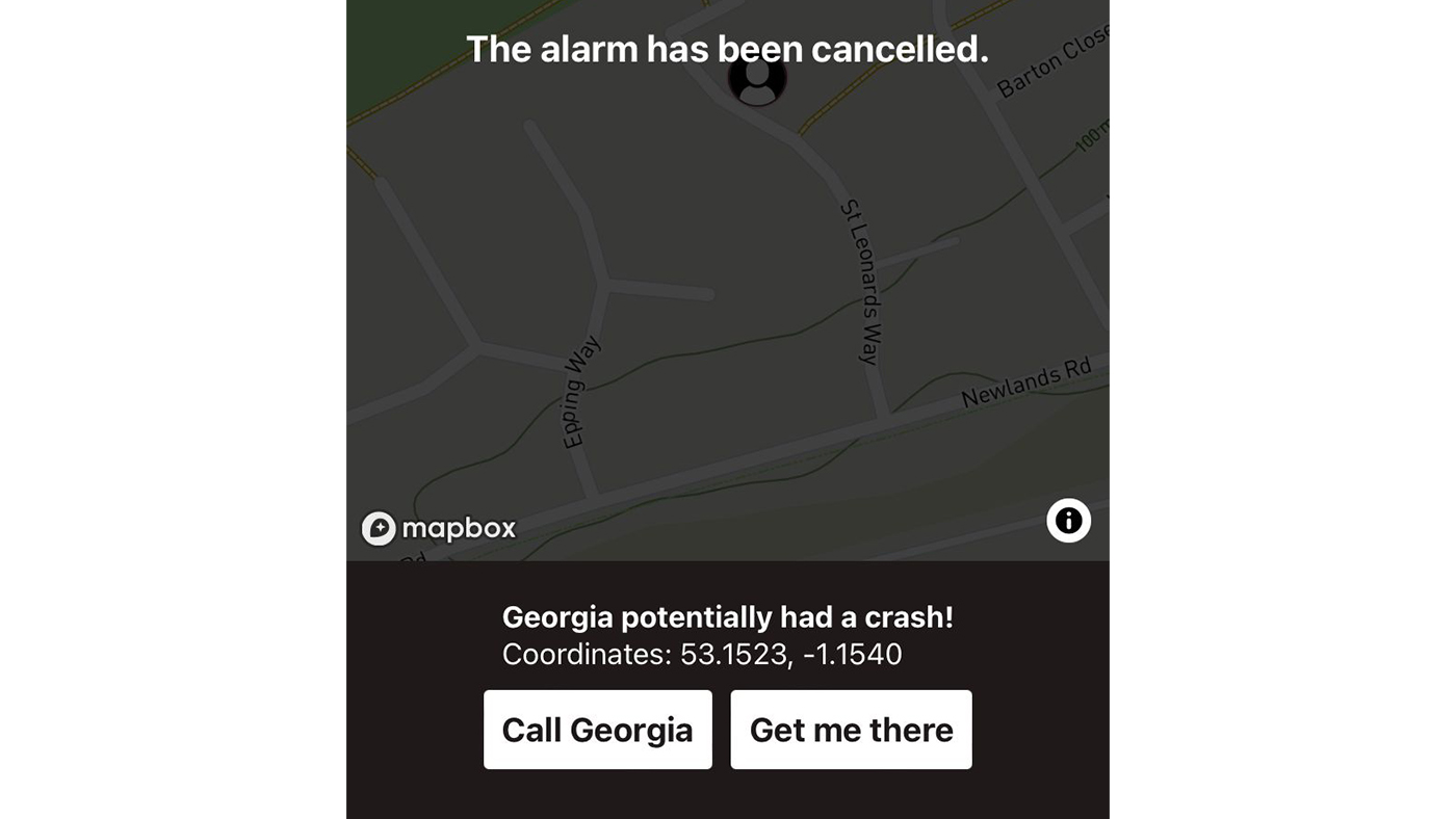 Screenshot of location finder