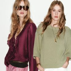 zara models wearing colored shirts.