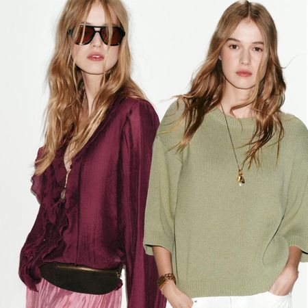 zara models wearing colored shirts.