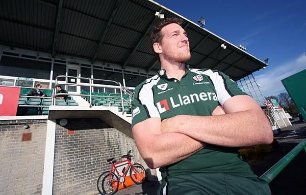 London Irish&rsquo;s big Bob Casey dwarfs a nearby mountain bike.