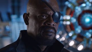 Samuel L. Jackson stares as Nick Fury in Marvel's The Avengers