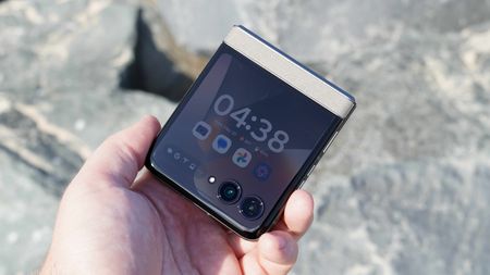 The Motorola Razr 2026 in the Pantone Hematite colorway.