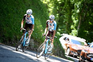 Axel Domont and Romain Bardet recon stage 9 of the Tour de France, testing their legs on the Mont du Chat
