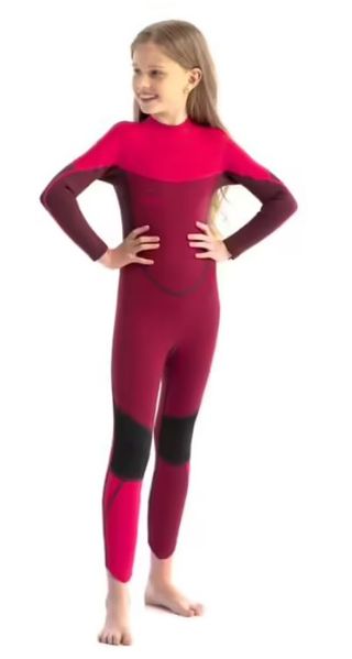 An image of a Decathlon wetsuit for kids in Hot Pink