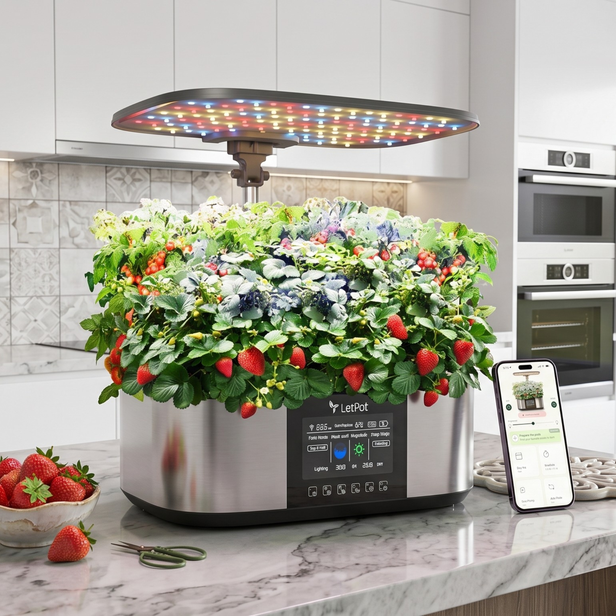 letpot hydroponic growing system on a kitchen counter