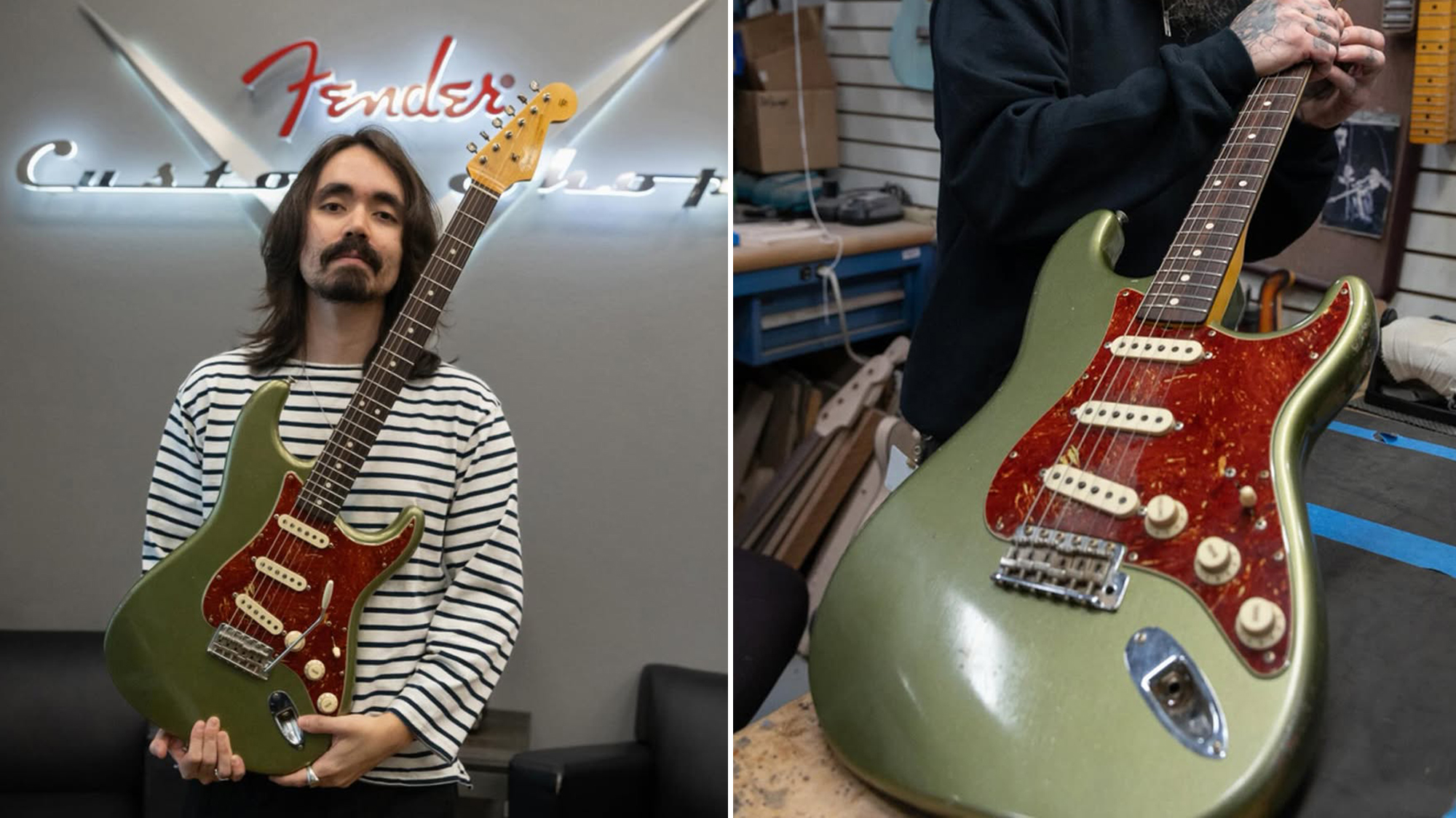 Mateus Asato holding a Fender Stratocaster