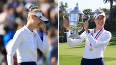 Nelly Korda emotional and holding the US Women's Open trophy