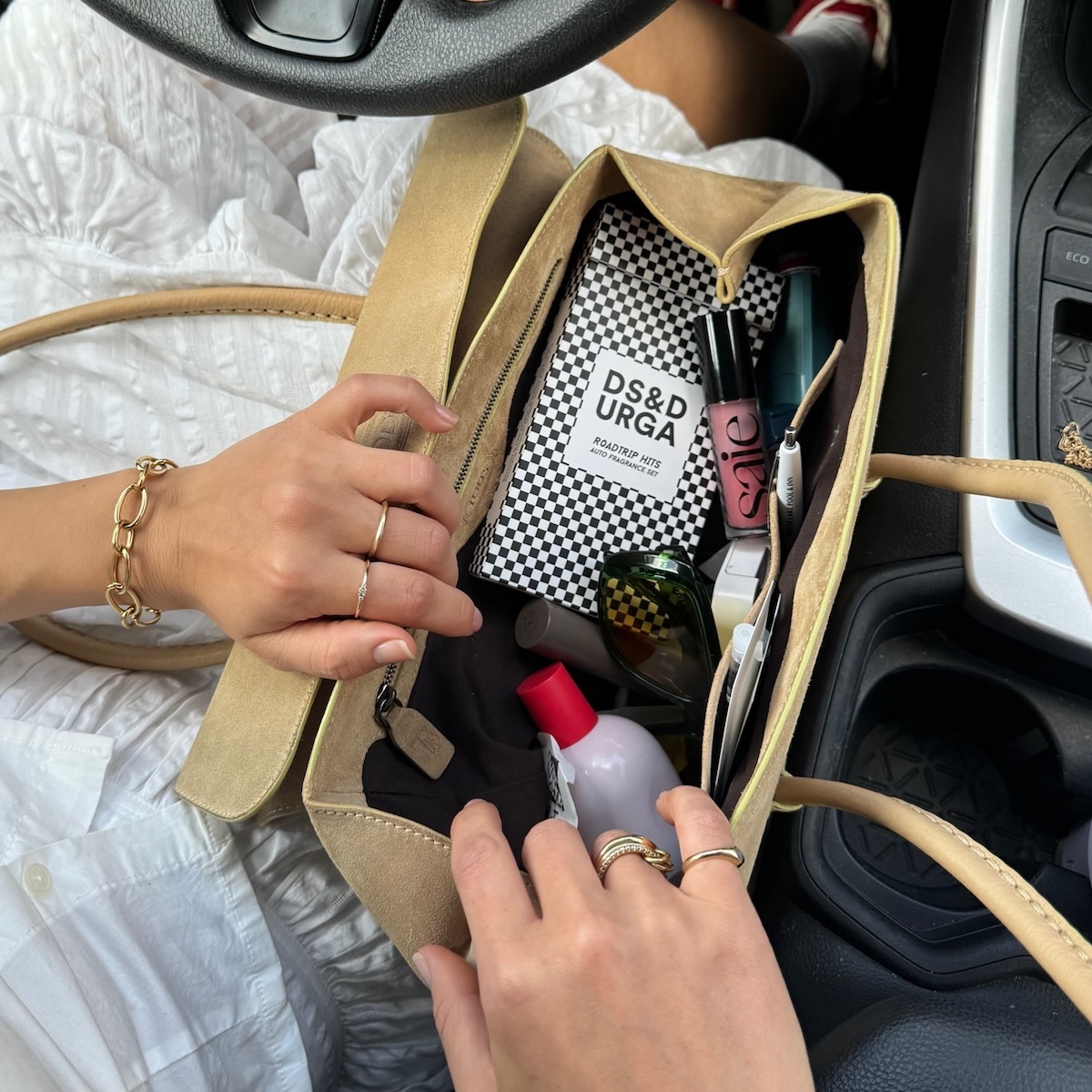 An open hand bag