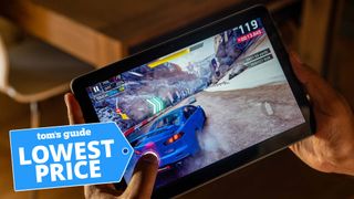 A photo of the Amazon Fire HD 10 Plus tablet being used for gaming