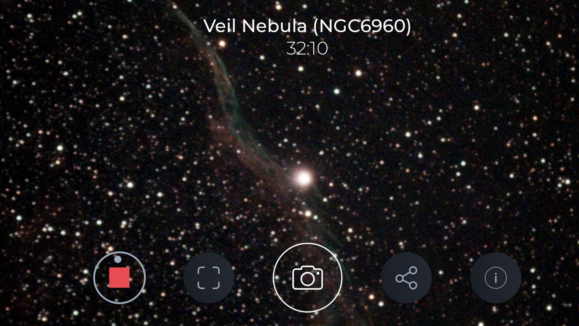 Vaonis Vespera Smart Teleskop Screenshot von Sternen