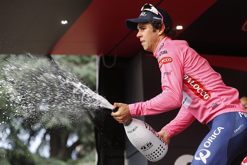 Giro d'Italia overall race leader and stage 3 winner Michael Matthews (Orica-GreenEdge)