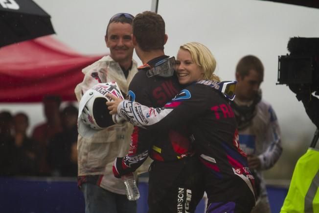 Mick and Tracey Hannah after both winning their respective downhill nationals