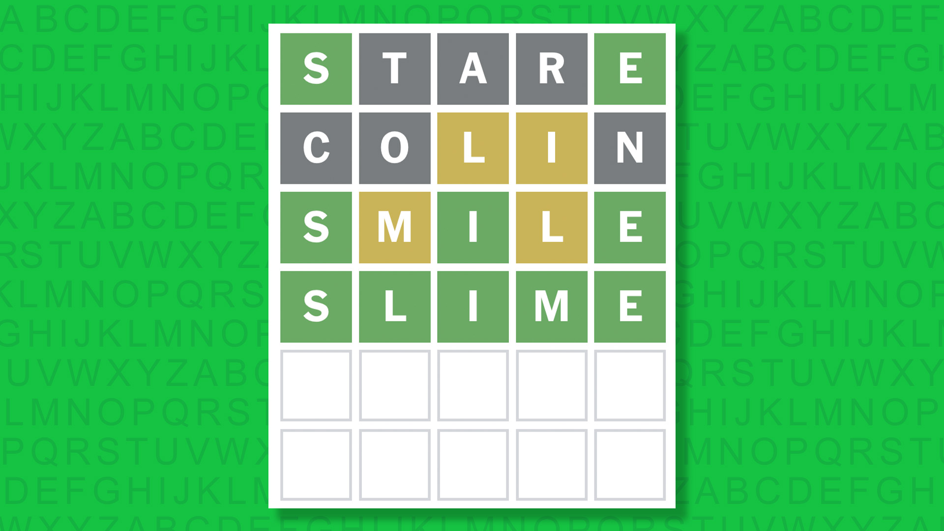 NYT Wordle answer for game 1717 on a green background