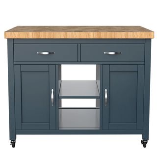 blue portable kitchen island