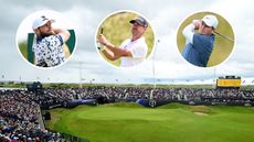Tyrrell Hatton, Brian Harman, Robert MacIntyre and the 18th at Royal Portrush during the 2025 Open