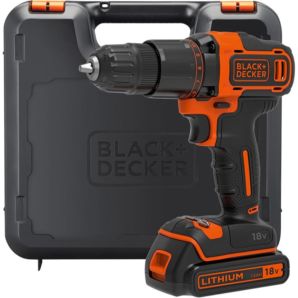 BLACK+DECKER 18V BCD700S1K-GB Hammer Drill small cut out on white background