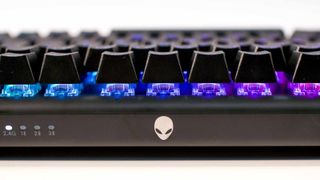 The Alienware Pro Wireless Keyboard has transparent switches to show off its RGB lighting.