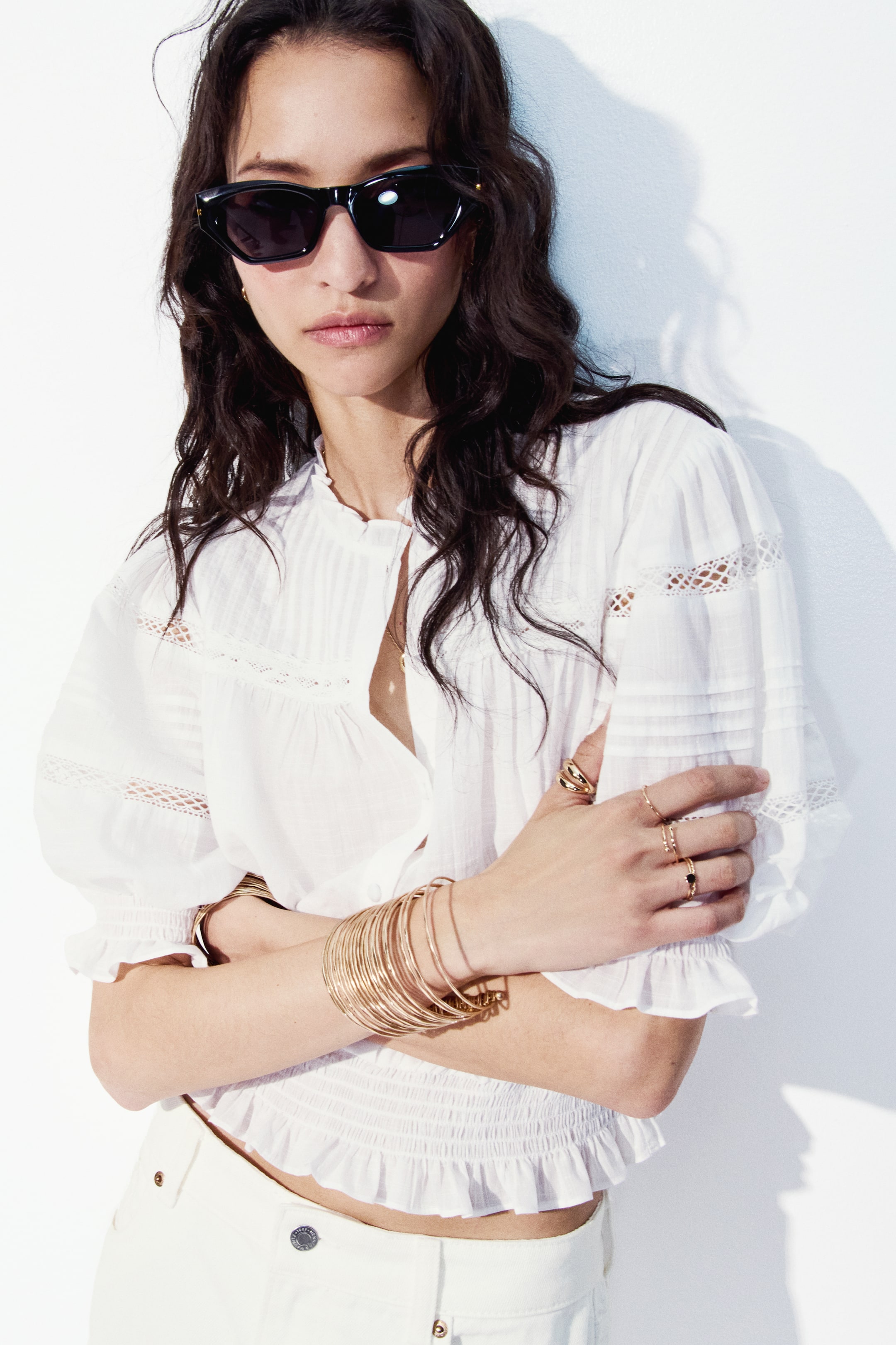 Pintucked Cotton Blouse