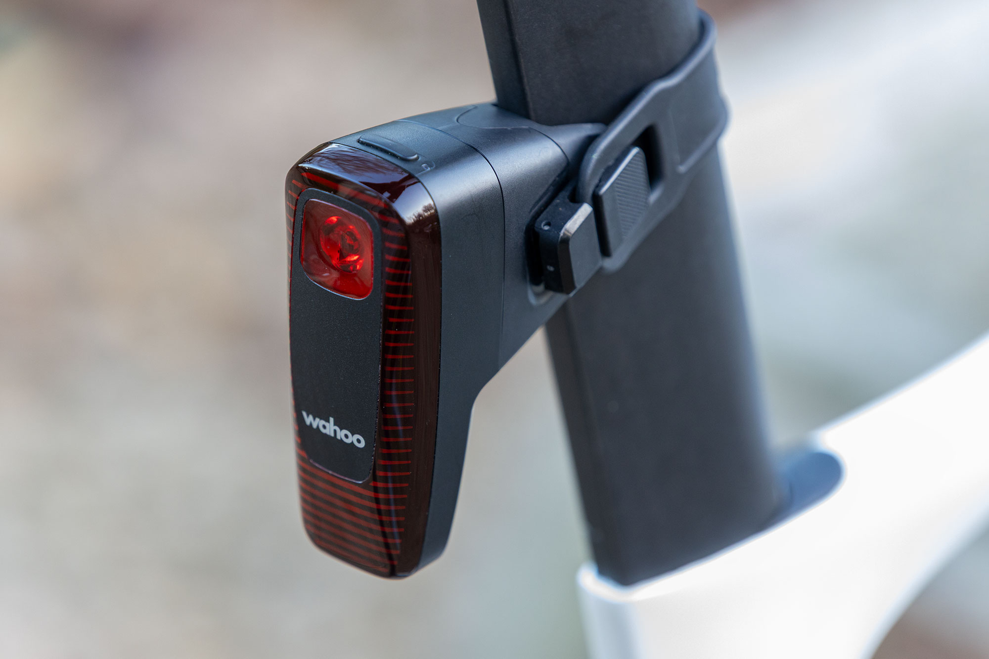 Wahoo Trackr Radar mounted to aero seat post. Lights turned off