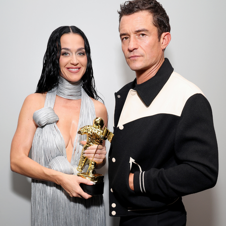 Katy Perry and Orlando Bloom seen backstage during the 2024 MTV Video Music Awards at UBS Arena on September 11, 2024 in Elmont, New York