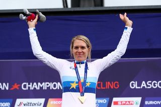 Ellen van Dijk with her third European champion's jersey