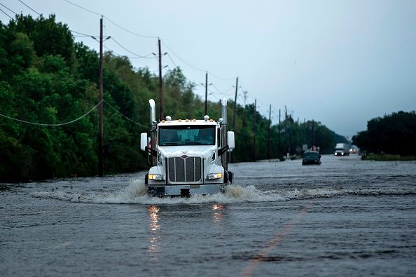 A truck near the Arkema plant in Crosby, Texas.