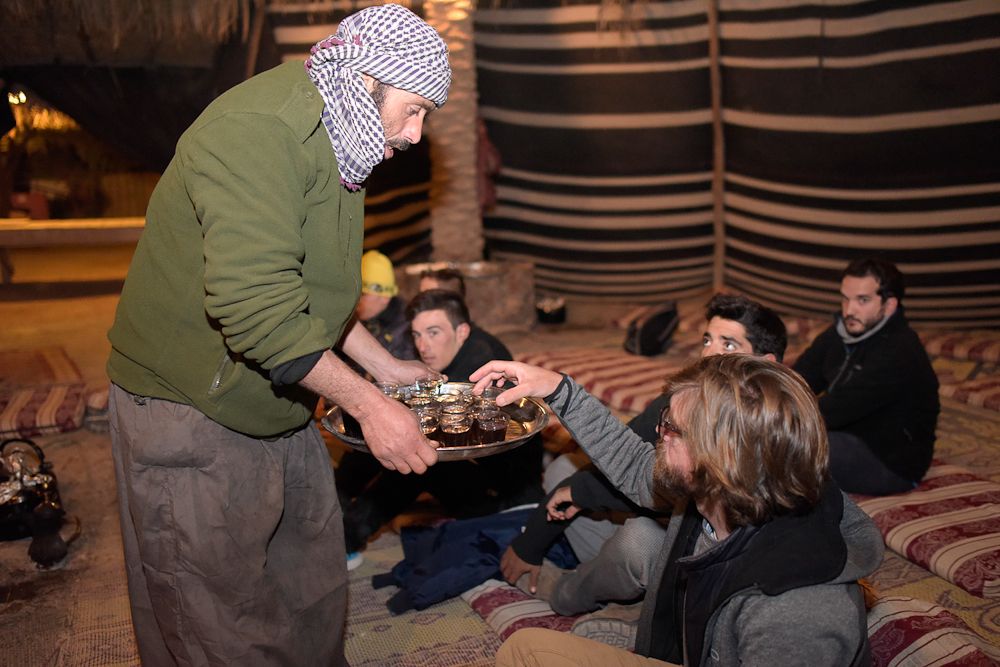 Enjoying a Bedouin beverage