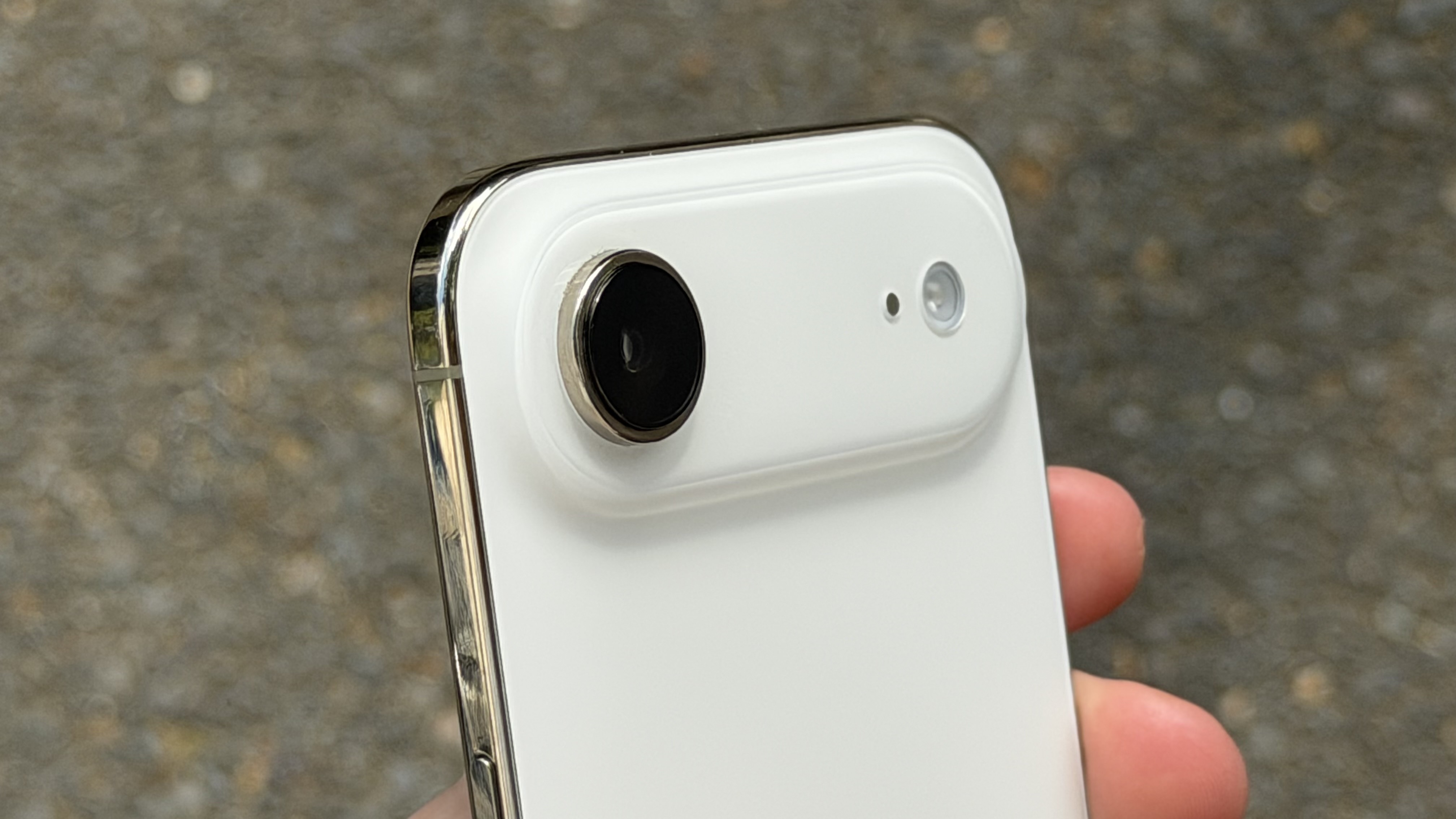 A close-up of the iPhone Air's camera ring