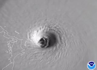 The eye of Hurricane Dorian, a Category 5 storm, dominates this view from NOAA's GOES-East satellite as the storm approached the Abaco Islands in the Atlantic Ocean on Sept. 1, 2019.