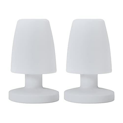 Minisun | Contemporary Mushroom Table Lamps With an Integrated Rechargeable Rgb Colour Changing Led | Table Lamps, Home Décor & Improvement Essential | Set of 2