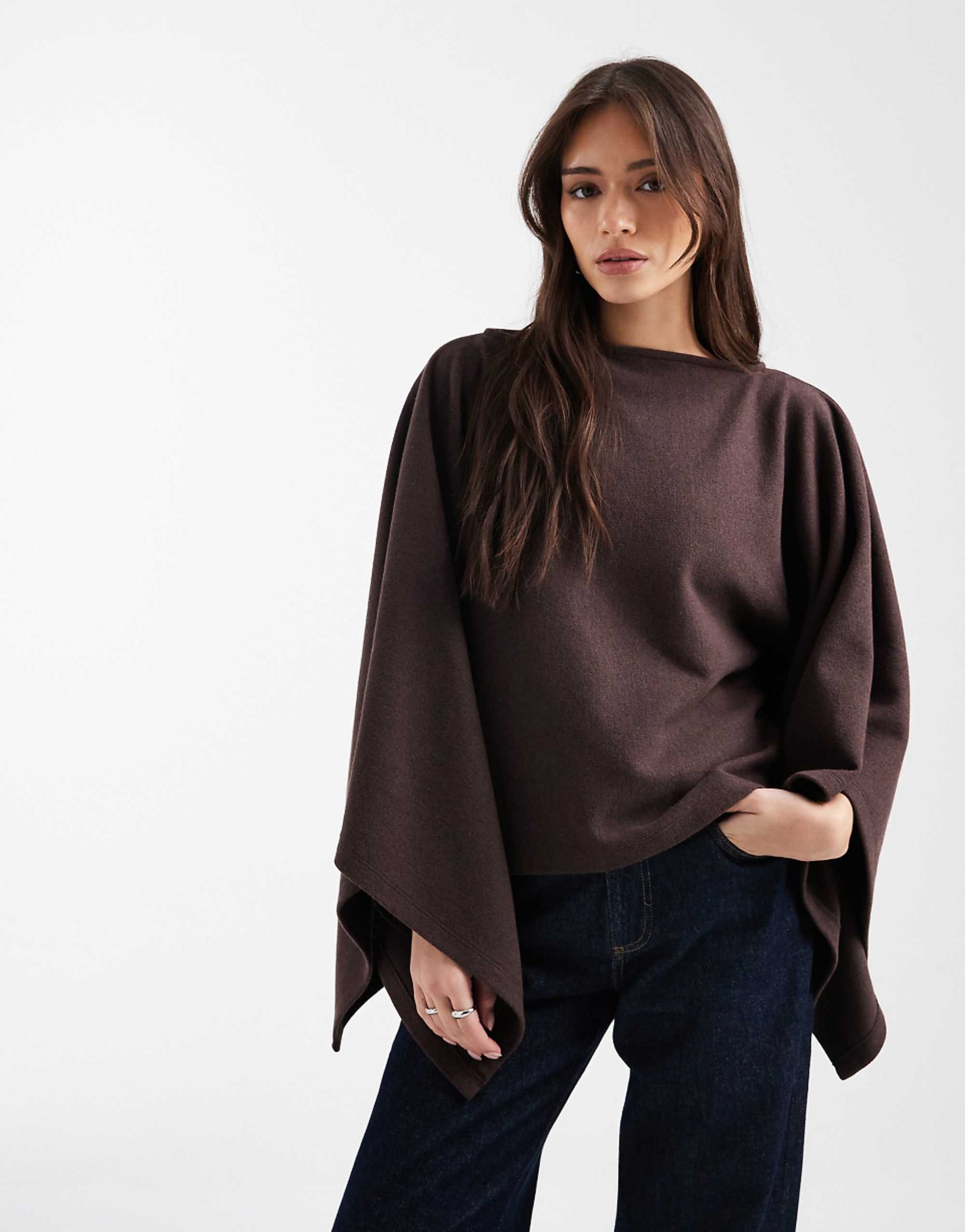 Asos Design Cape Style Supersoft Top in Brown