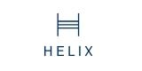 The Helix Sleep logo in blue lettering on a white background