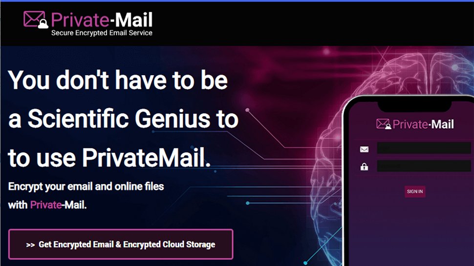 Website screenshot for PrivateMail