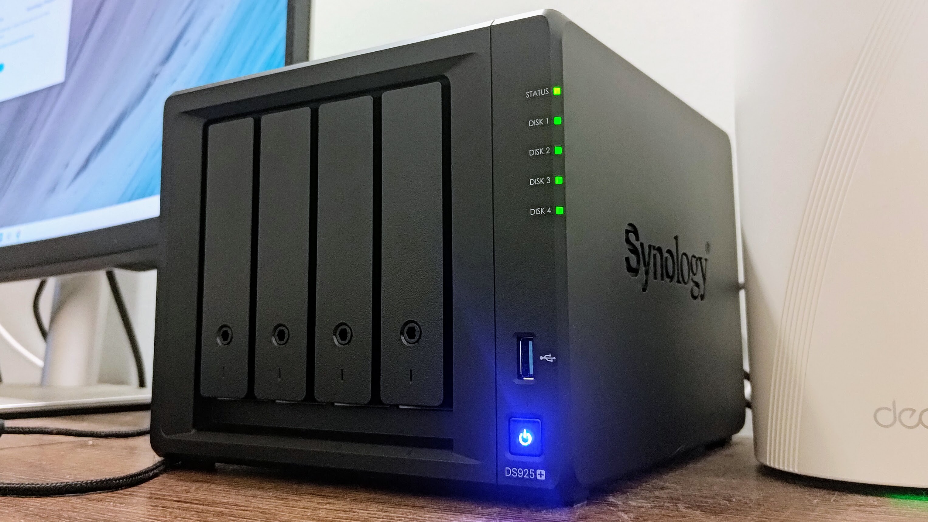 Synology DiskStation DS925+ close up on a desk
