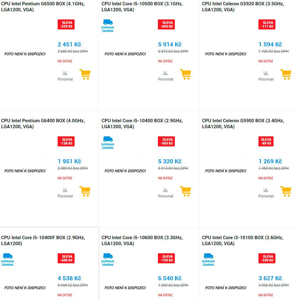 Comet Lake Pricing