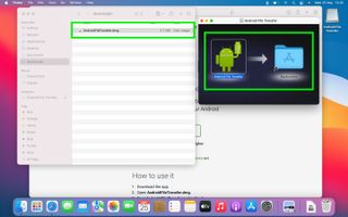 A screenshot showing the stages required to transfer photos from Android to Mac