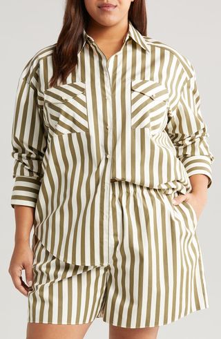 Stripe Pocket Button-Up Shirt