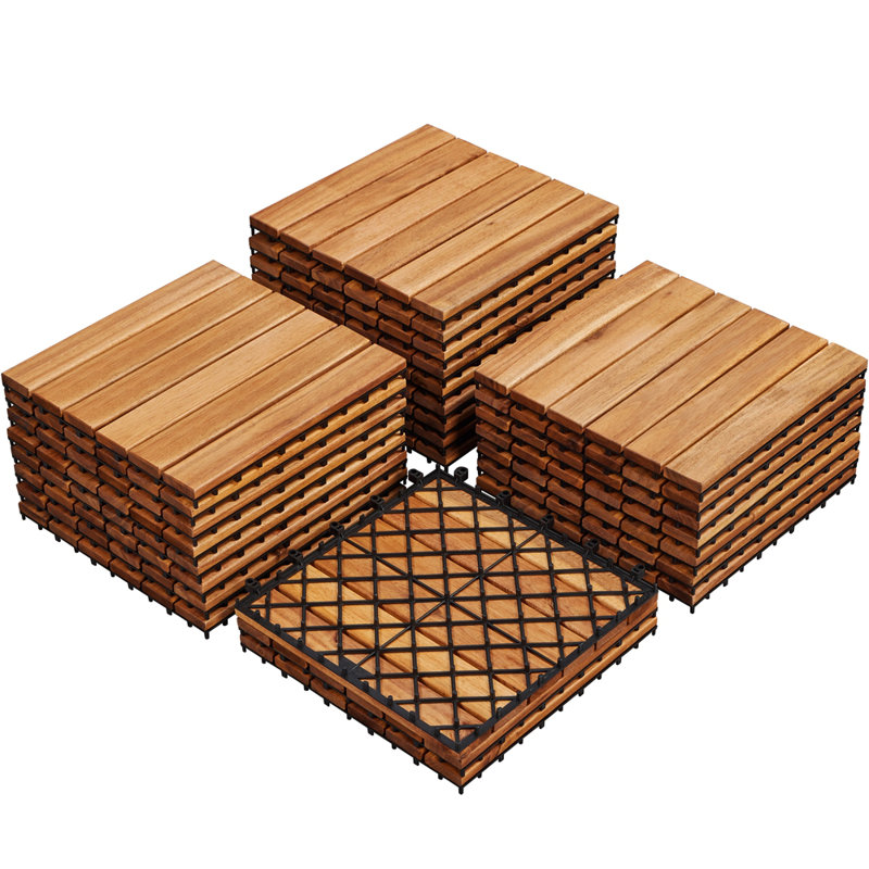 Yaheetech Acacia Natural Wood Interlocking Deck Tiles for Indoor and Outdoor &amp;amp; Reviews | Wayfair