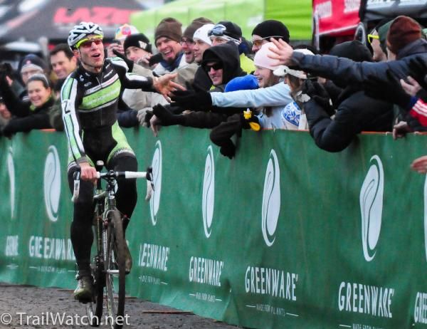 Powers had time to celebrate with the crowd on his way to the win.