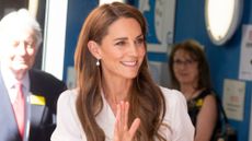 Catherine, Princess of Wales waves as she visits the Evelina London Children's Hospital on July 6, 2026
