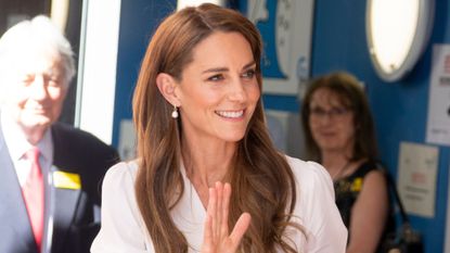 Catherine, Princess of Wales waves as she visits the Evelina London Children's Hospital on July 6, 2026