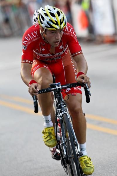David Veilleux (Kelly Benefits) leads for the last few laps.