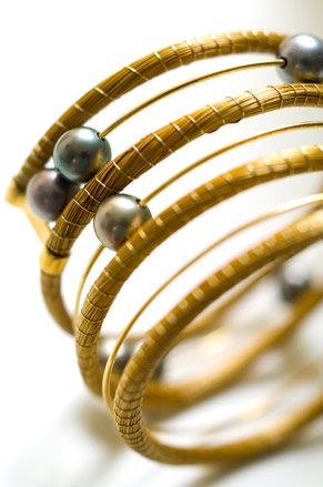 Gold and pearl bracelet by Miriam Mamber