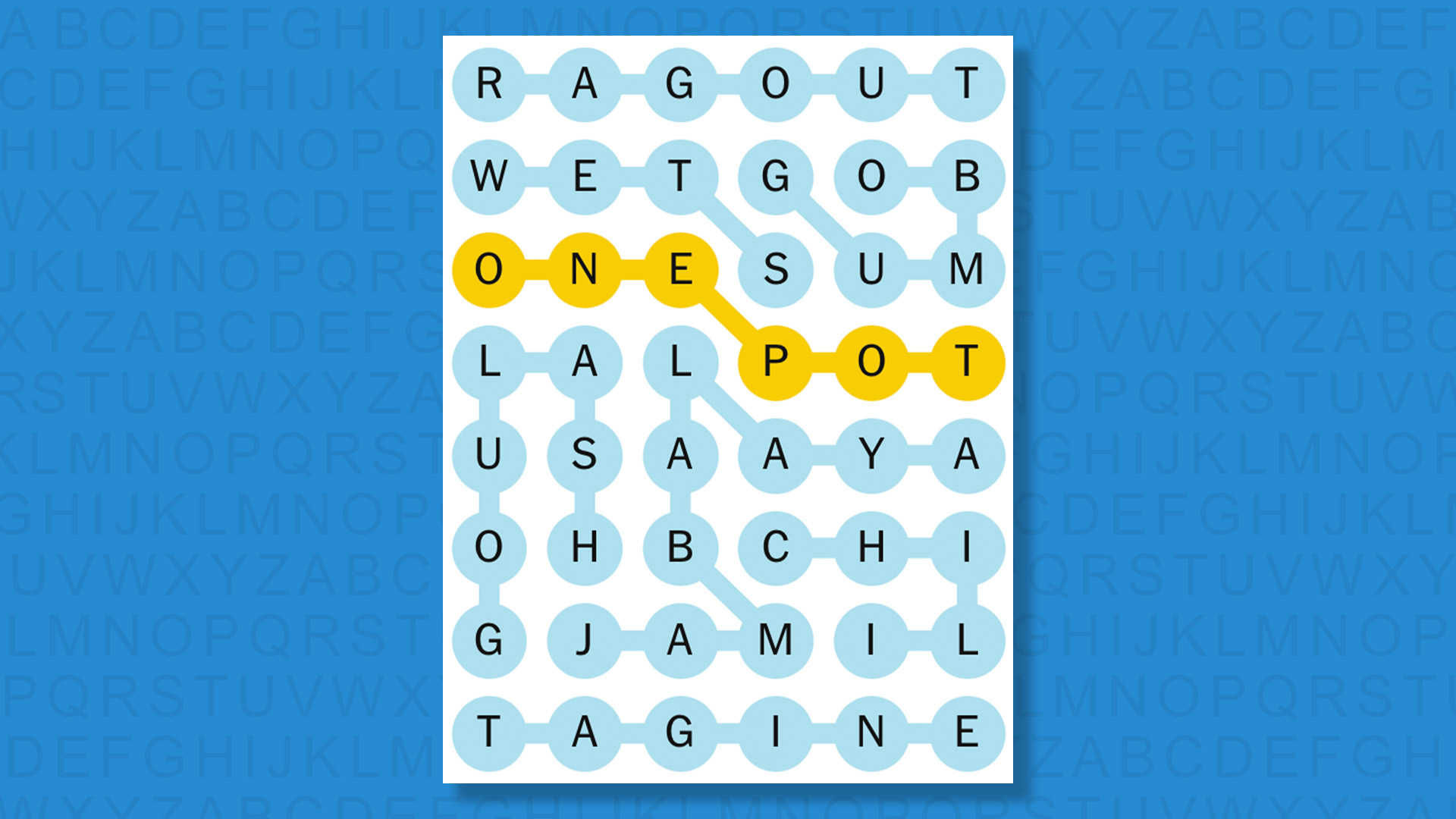 NYT Strands answers for game 586 on a blue background
