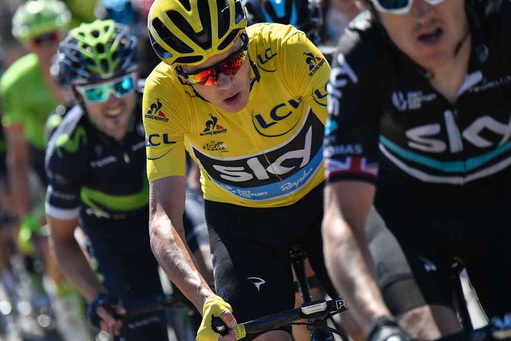 Chris Froome in the peloton during stage 12 at the Tour de France.
