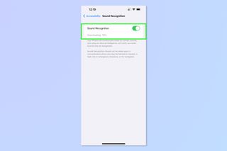A screenshot showing the steps required to enable Sound Recognition on iPhone