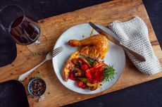 Roast chicken with wine