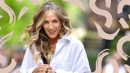 Sarah Jessica Parker pictured with herringbone highlights in new york filming and just like that 
