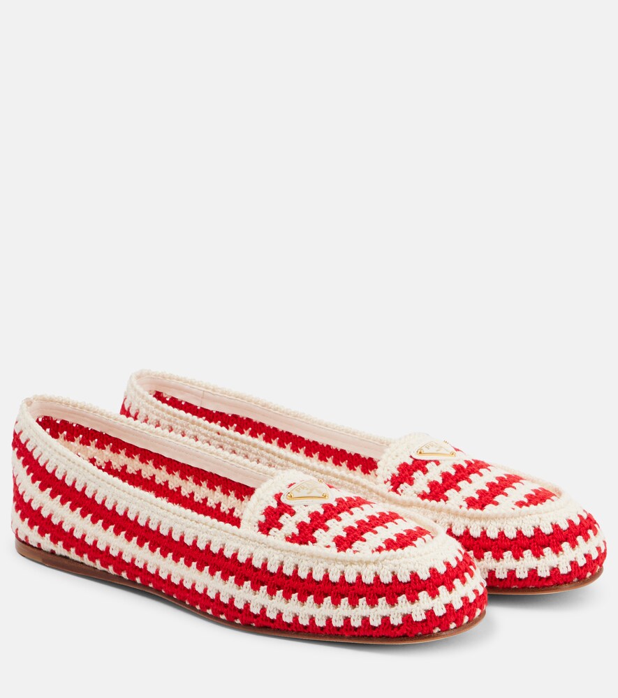 Striped Crochet Ballet Flats